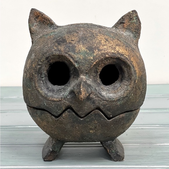 Mid Century Incense Burner Cast Metal Owl - Picture 1 of 5